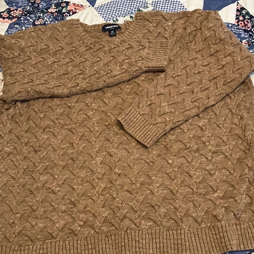 Lands' End Women’s Cable Knit Sweater - Picture 2 of 7
